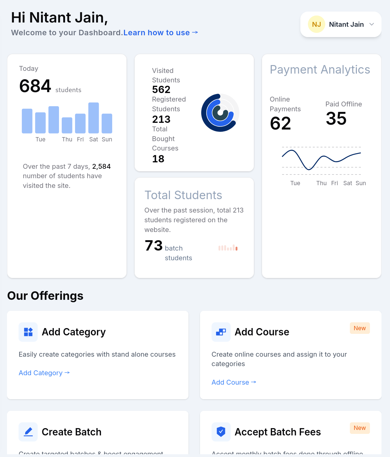 Nitant Academy Dashboard